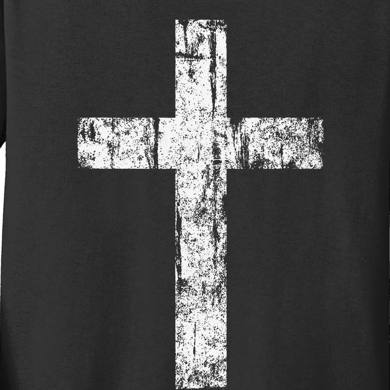 Cross Distressed Style Inspirational Christian Faith Kids Long Sleeve Shirt