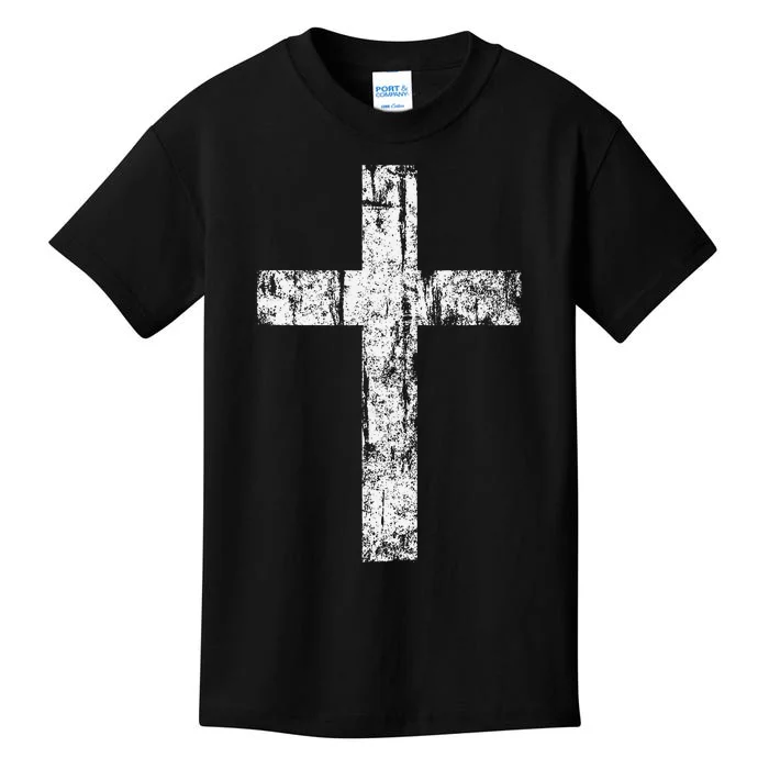 Cross Distressed Style Inspirational Christian Faith Kids T-Shirt