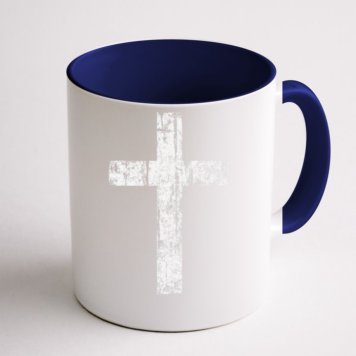 Cross Distressed Style Inspirational Christian Faith Front & Back Coffee Mug