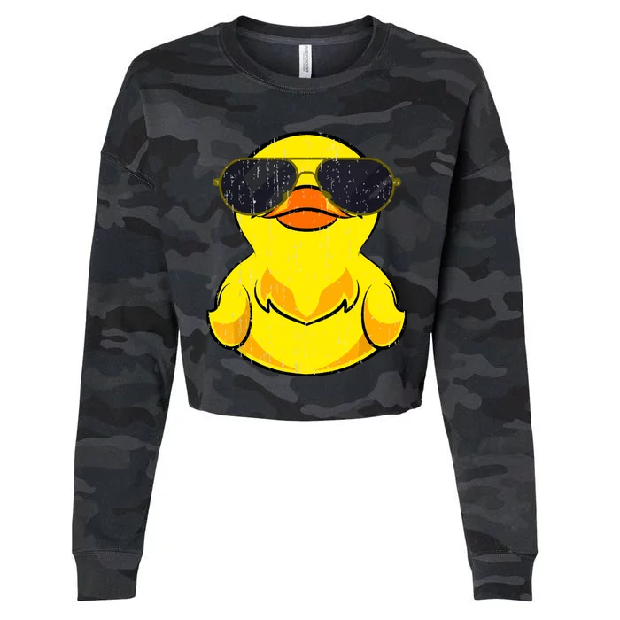 Cool Duckie Sunglasses Duckling Funny Ducky Rubber Duck Cropped Pullover Crew