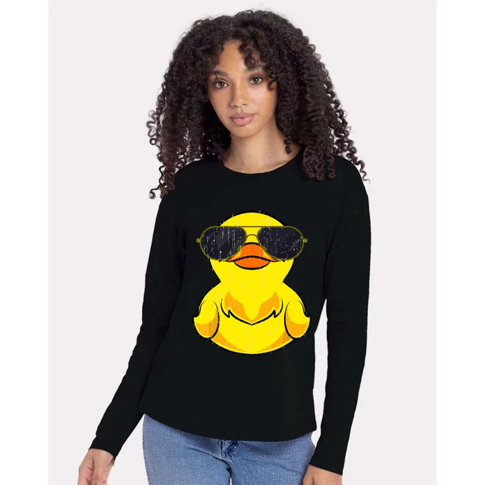 Cool Duckie Sunglasses Duckling Funny Ducky Rubber Duck Womens Cotton Relaxed Long Sleeve T-Shirt