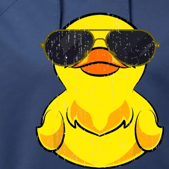 Cool Duckie Sunglasses Duckling Funny Ducky Rubber Duck Performance Fleece Hoodie