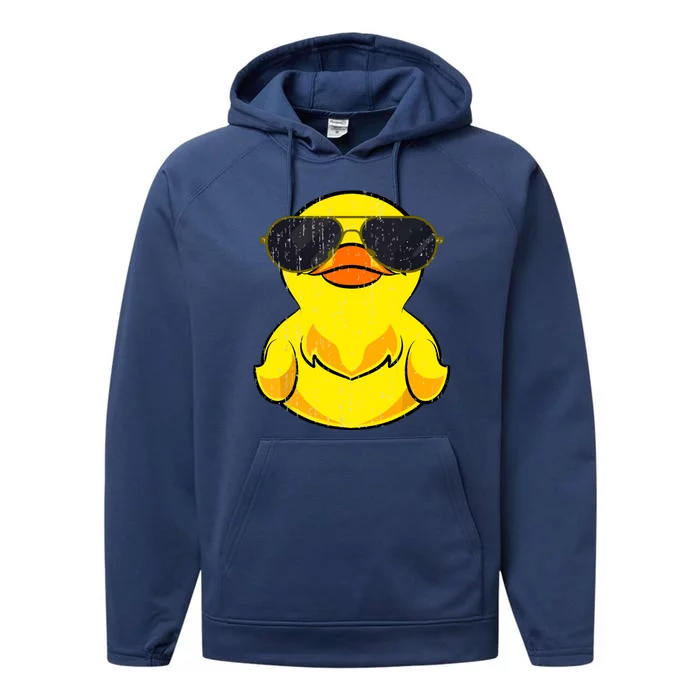 Cool Duckie Sunglasses Duckling Funny Ducky Rubber Duck Performance Fleece Hoodie