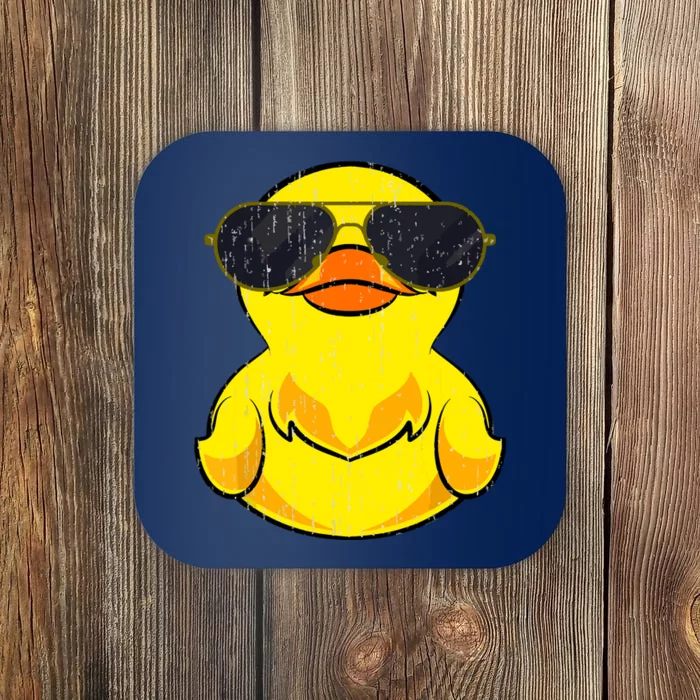 Cool Duckie Sunglasses Duckling Funny Ducky Rubber Duck Coaster