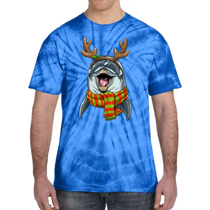 Christmas Dolphin Santa Clause Reindeer Xmas Dolphin Lover Cute Gift Tie-Dye T-Shirt