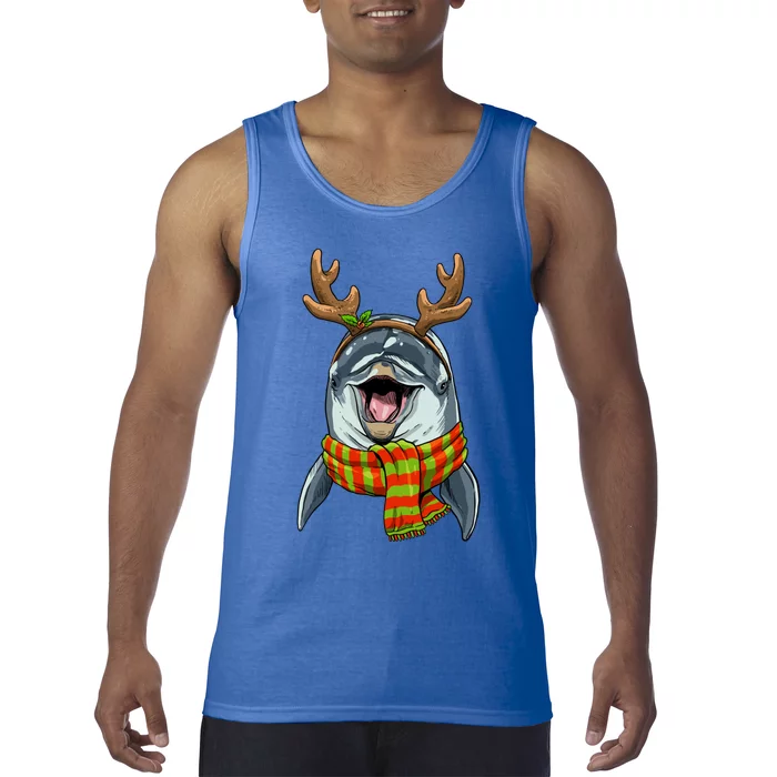 Christmas Dolphin Santa Clause Reindeer Xmas Dolphin Lover Cute Gift Tank Top