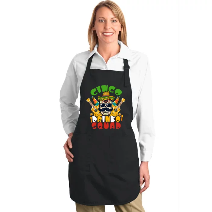 Cinco Drinko Squad Cinco De Mayo Celebration Full-Length Apron With Pocket