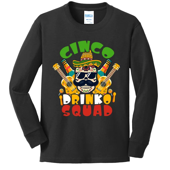 Cinco Drinko Squad Cinco De Mayo Celebration Kids Long Sleeve Shirt