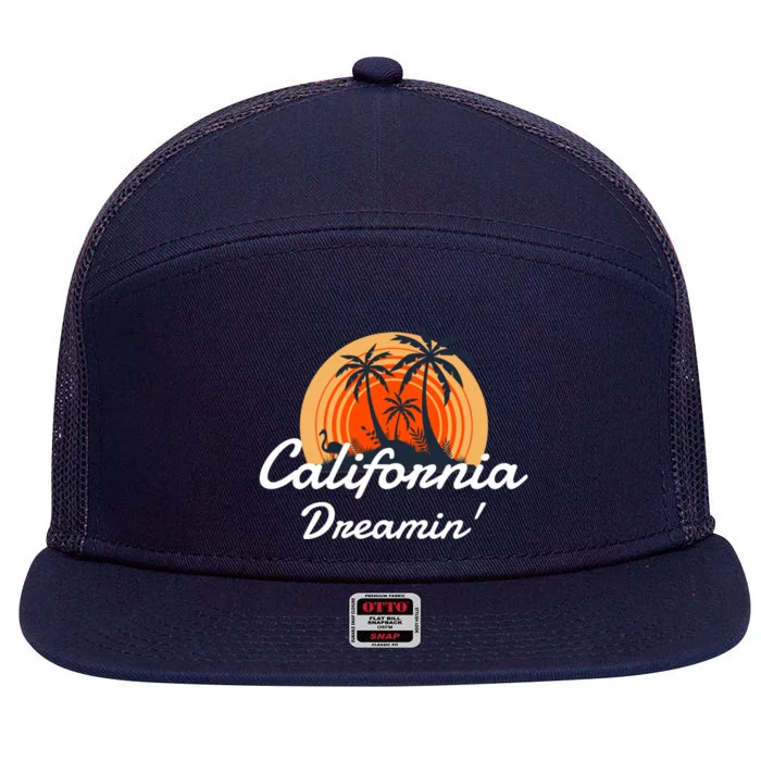 California Dreamin' Sunset Venice Beach Summer Surf La Gift 7 Panel Mesh Trucker Snapback Hat