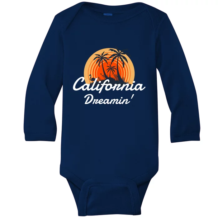 California Dreamin' Sunset Venice Beach Summer Surf La Gift Baby Long Sleeve Bodysuit