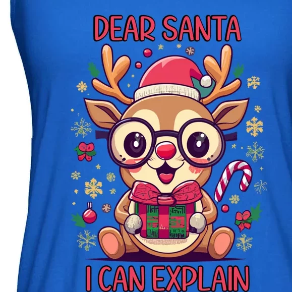 Christmas Dear Santa I Can Explain Funny Reindeer Santa Funny Gift Ladies Essential Flowy Tank