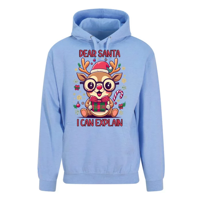 Christmas Dear Santa I Can Explain Funny Reindeer Santa Funny Gift Unisex Surf Hoodie