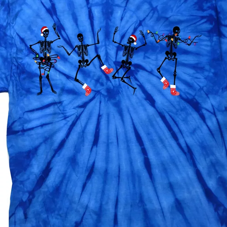 Cute Dancing Skeletons Christmas Funny Xmas Holiday Costume Gift Tie-Dye T-Shirt