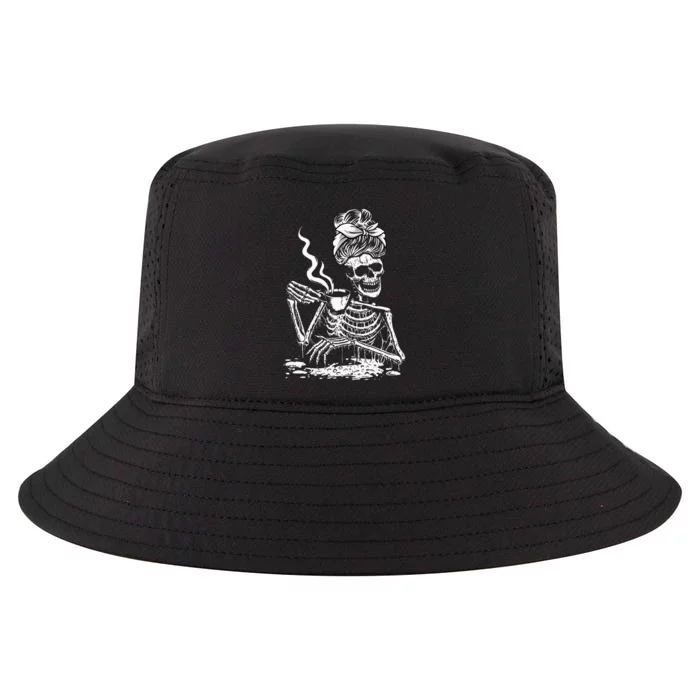 Coffee Drinking Skeleton Lazy DIY Halloween Costume Women Cool Comfort Performance Bucket Hat