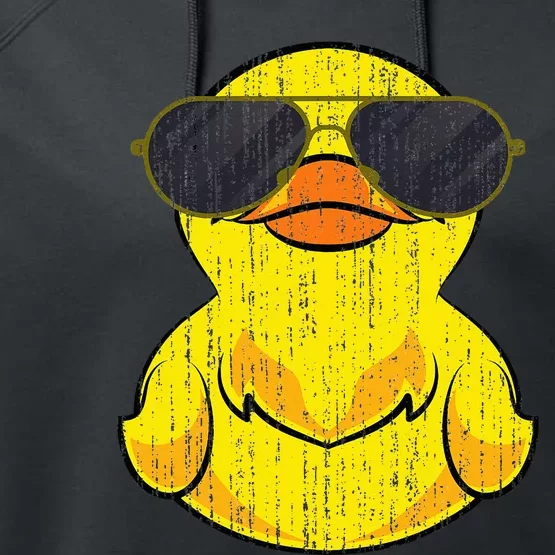 Cool Duckie Sunglasses Duckling Funny Ducky Rubber Duck Performance Fleece Hoodie