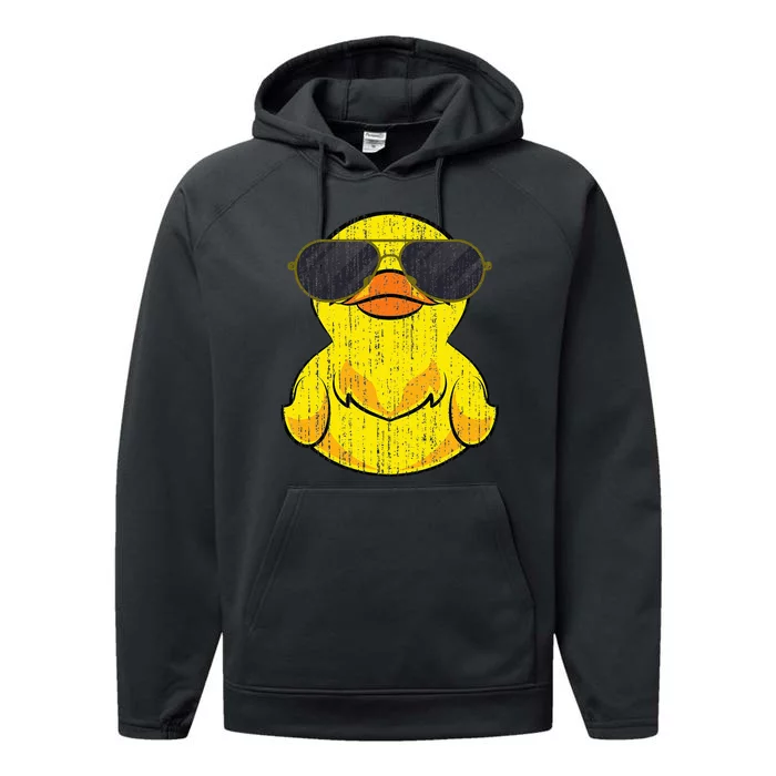 Cool Duckie Sunglasses Duckling Funny Ducky Rubber Duck Performance Fleece Hoodie