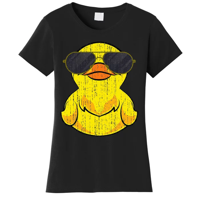 Cool Duckie Sunglasses Duckling Funny Ducky Rubber Duck Women's T-Shirt