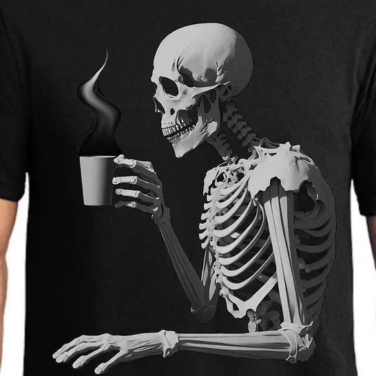 Coffee Drinking Skeleton Lazy DIY Halloween Costume Skull Pajama Set