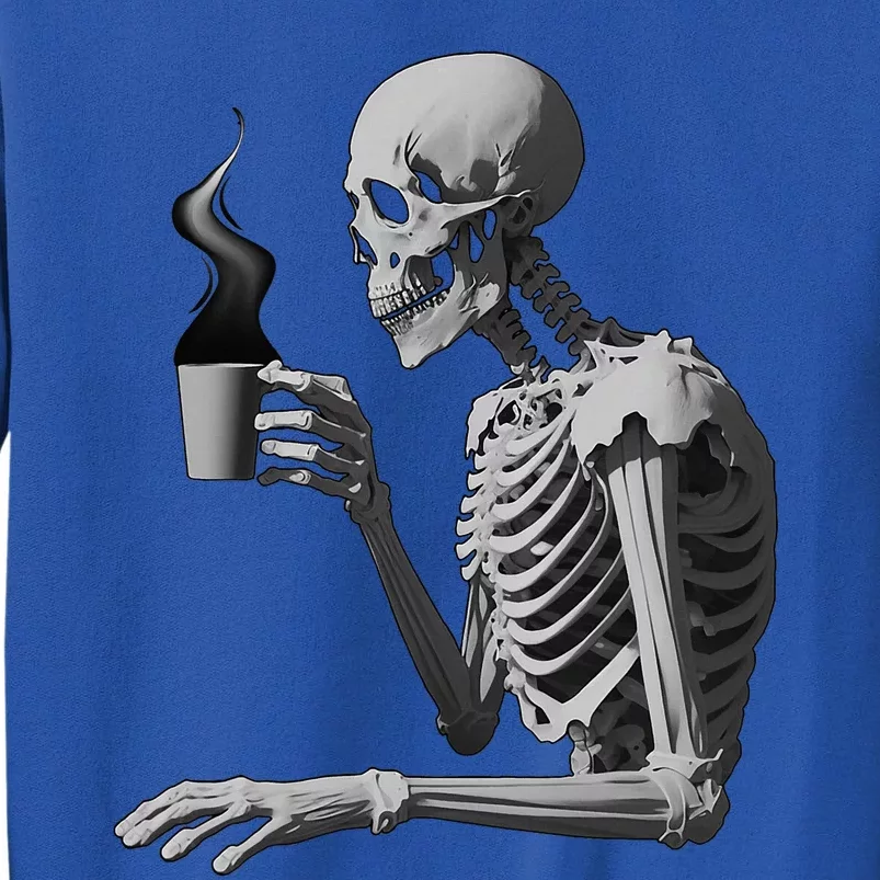 Coffee Drinking Skeleton Lazy DIY Halloween Costume Skull Tall Sweatshirt