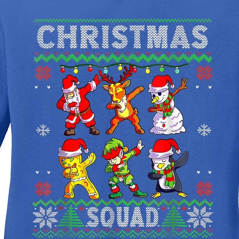 Christmas Dab Santa Friends Matching Family Christmas Squad Gift Ladies Long Sleeve Shirt