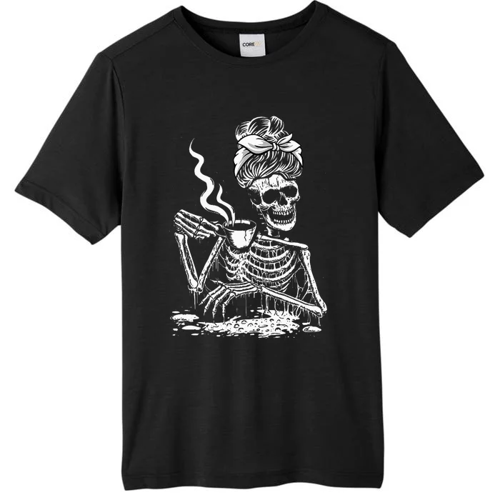 Coffee Drinking Skeleton Lazy DIY Halloween Costume ChromaSoft Performance T-Shirt