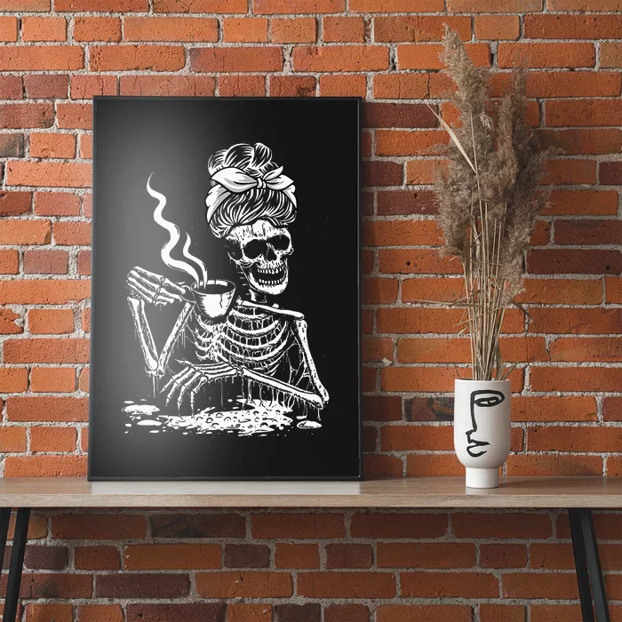 Coffee Drinking Skeleton Lazy DIY Halloween Costume Poster