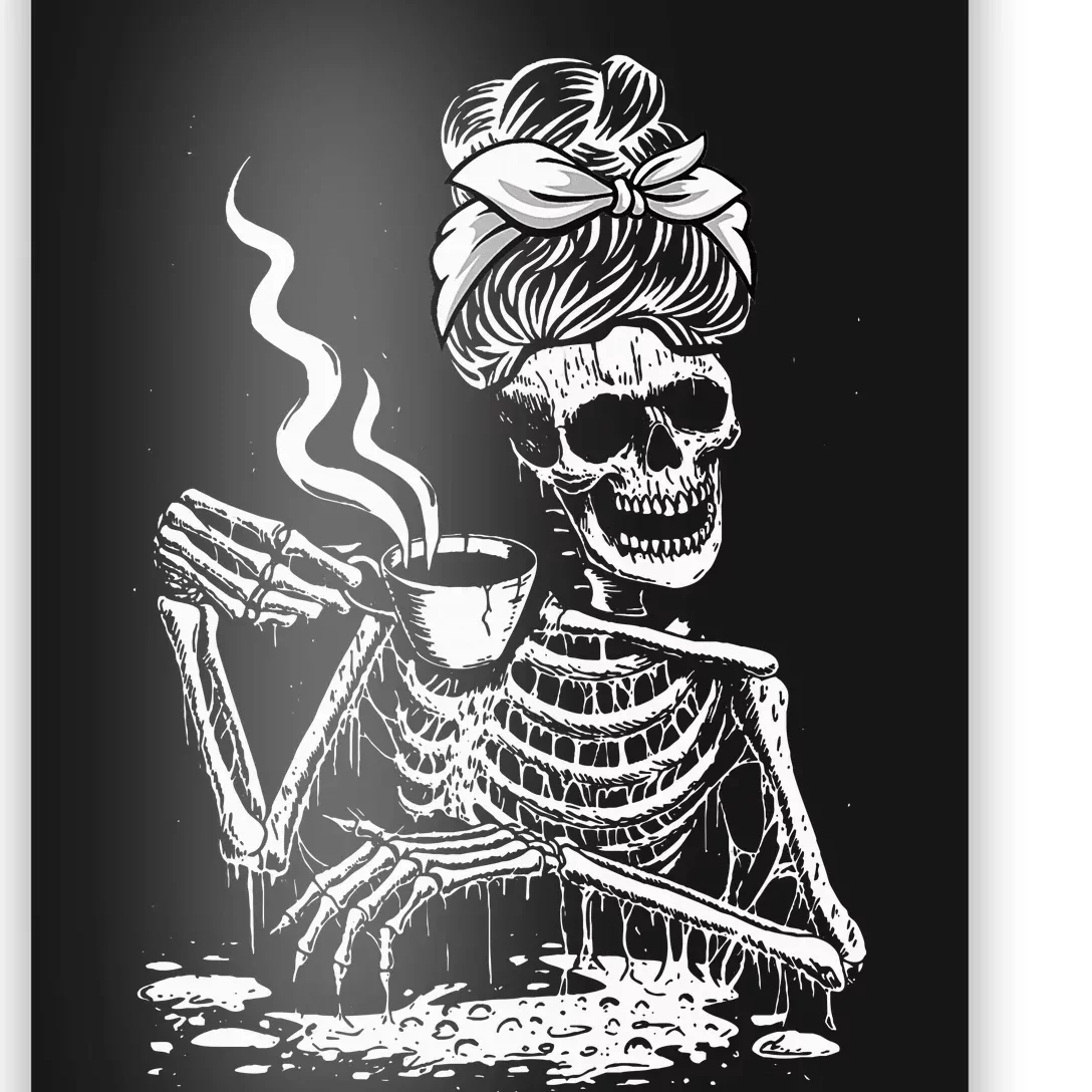 Coffee Drinking Skeleton Lazy DIY Halloween Costume Poster