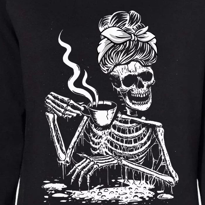 Coffee Drinking Skeleton Lazy DIY Halloween Costume Womens California Wash Sweatshirt