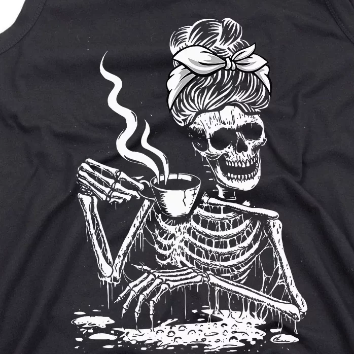 Coffee Drinking Skeleton Lazy DIY Halloween Costume Tank Top