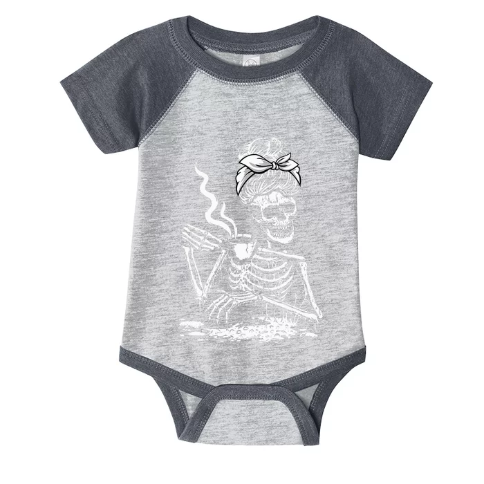 Coffee Drinking Skeleton Lazy DIY Halloween Costume Infant Baby Jersey Bodysuit