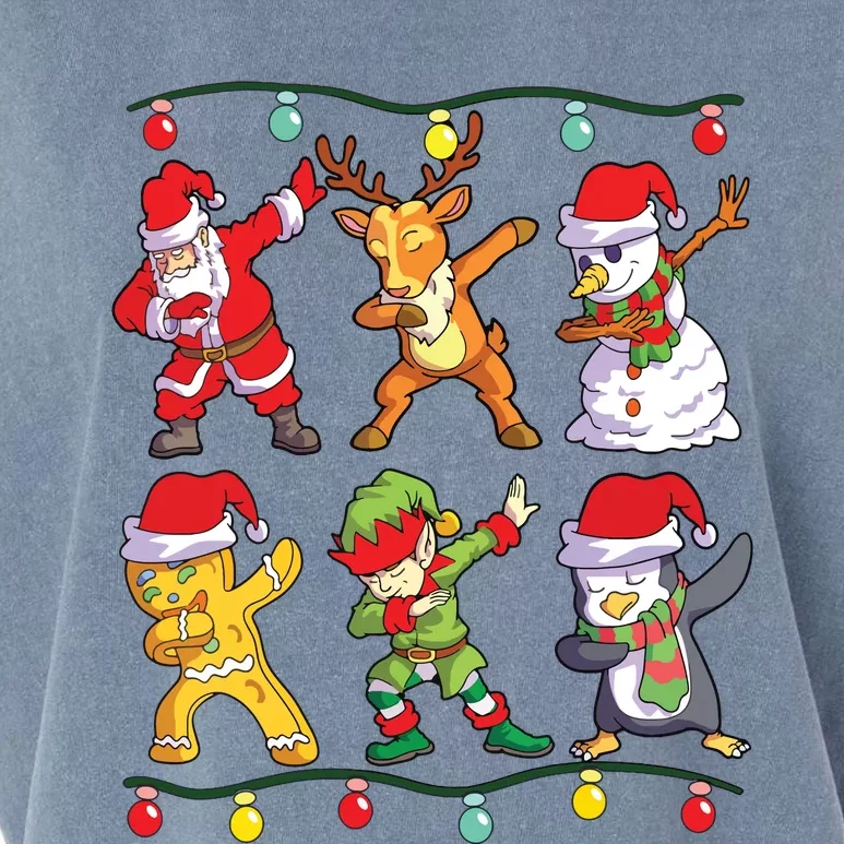 Christmas Dabbing Santa Elf Deer Friends Xmas Garment-Dyed Women's Muscle Tee