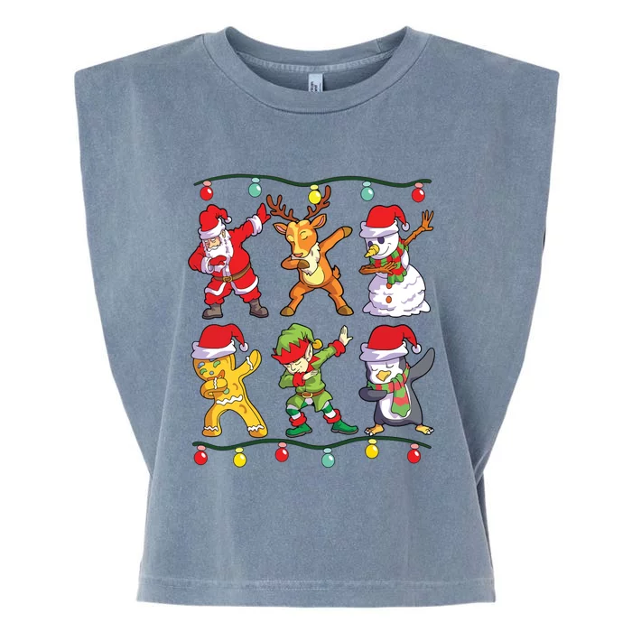 Christmas Dabbing Santa Elf Deer Friends Xmas Garment-Dyed Women's Muscle Tee