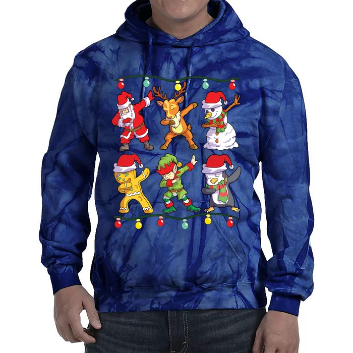 Christmas Dabbing Santa Elf Deer Friends Xmas Tie Dye Hoodie