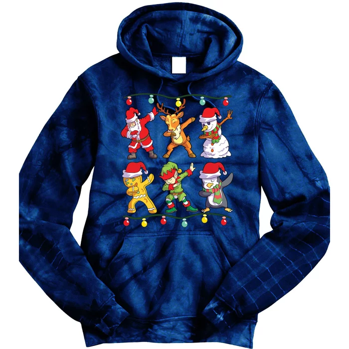 Christmas Dabbing Santa Elf Deer Friends Xmas Tie Dye Hoodie