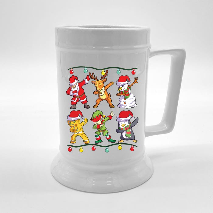 Christmas Dabbing Santa Elf Deer Friends Xmas Front & Back Beer Stein