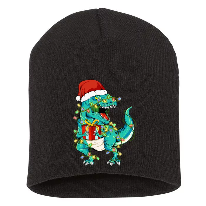 cutes Dinosaur Santa Christmas Tree Lights Short Acrylic Beanie