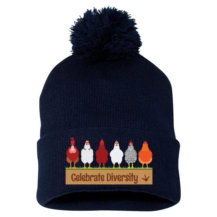 Celebrate Diversity Shirts For Chicken Lovers Funny Chicken Pom Pom 12in Knit Beanie