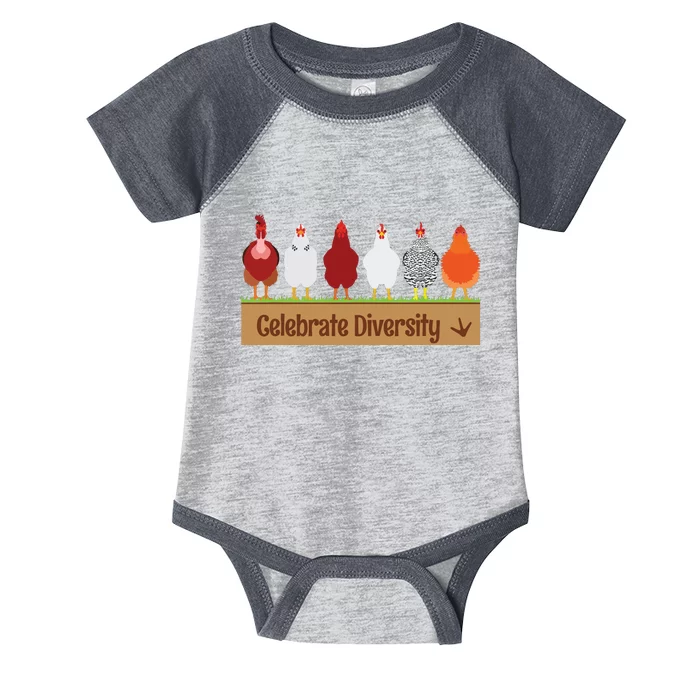 Celebrate Diversity Shirts For Chicken Lovers Funny Chicken Infant Baby Jersey Bodysuit