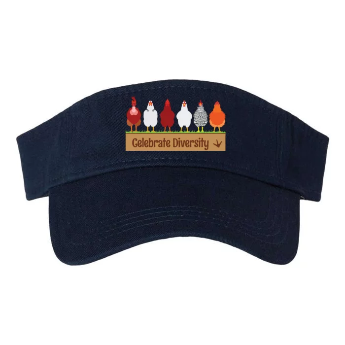 Celebrate Diversity Shirts For Chicken Lovers Funny Chicken Valucap Bio-Washed Visor