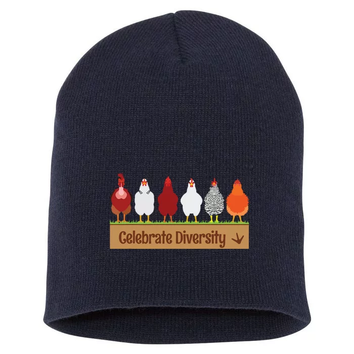 Celebrate Diversity Shirts For Chicken Lovers Funny Chicken Short Acrylic Beanie