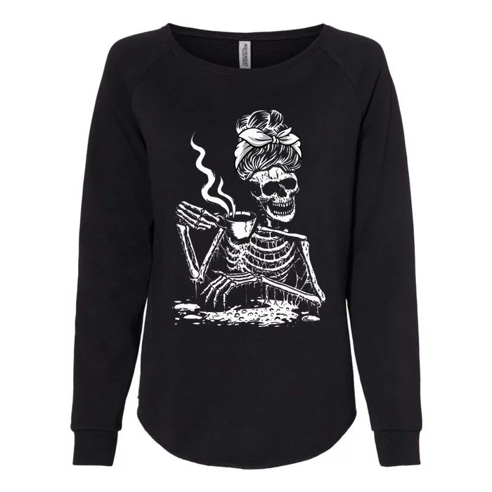 Coffee Drinking Skeleton Lazy DIY Halloween Costume Womens California Wash Sweatshirt