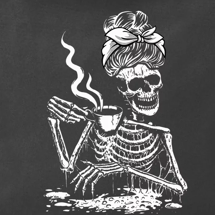 Coffee Drinking Skeleton Lazy DIY Halloween Costume Zip Tote Bag