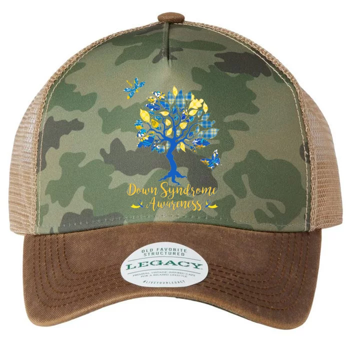 Cute Down Syndrome Awareness Blue Yellow Tree Legacy Tie Dye Trucker Hat