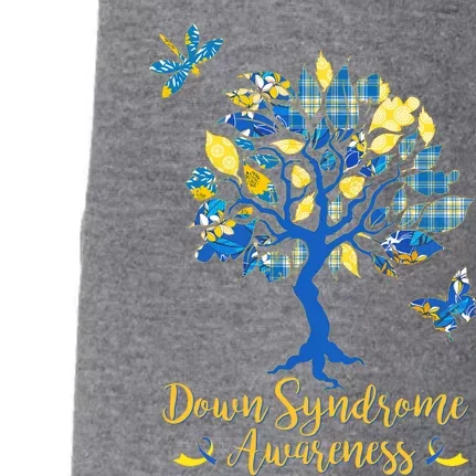 Cute Down Syndrome Awareness Blue Yellow Tree Doggie 3-End Fleece Hoodie