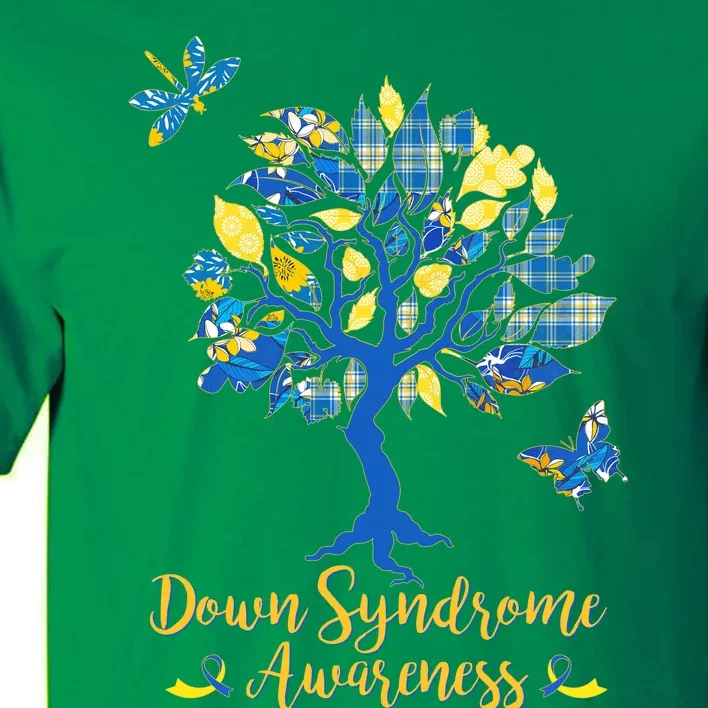 Cute Down Syndrome Awareness Blue Yellow Tree Tall T-Shirt