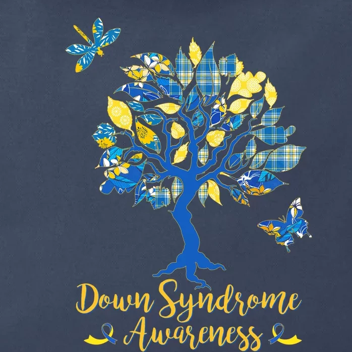 Cute Down Syndrome Awareness Blue Yellow Tree Zip Tote Bag