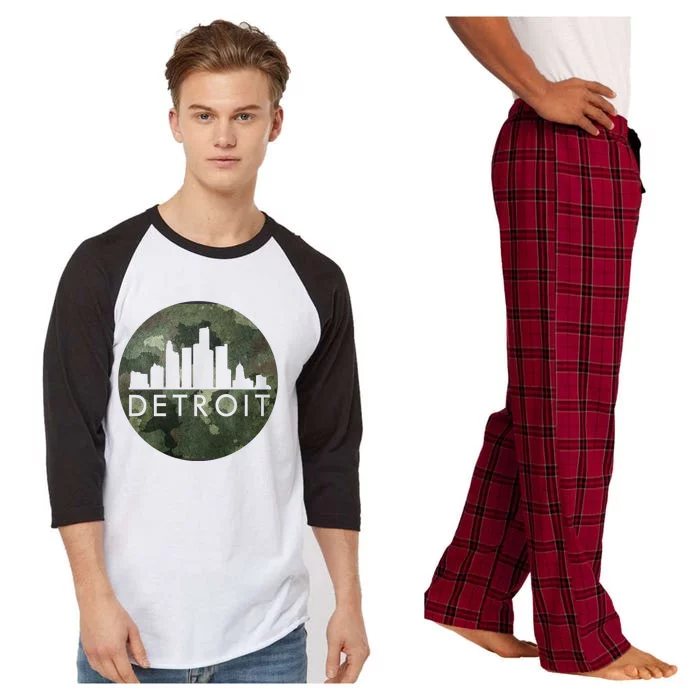 Camo Detroit Skyline Logo Raglan Sleeve Pajama Set