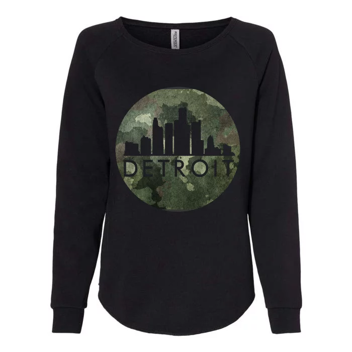 Camo Detroit Skyline Logo Womens California Wash Sweatshirt