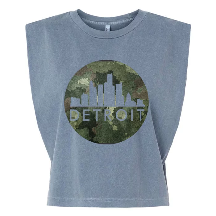 Camo Detroit Skyline Logo Garment-Dyed Women's Muscle Tee