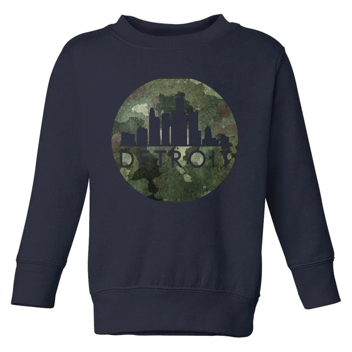 Camo Detroit Skyline Logo Toddler Sweatshirt